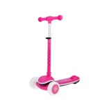 JOKO Skladacia Detská kolobežka SCOOTER s LED svetlom a Zvukom - 20 režimov svietenia a 4 hudobné režimy, nosnsoť 30kg, ružová