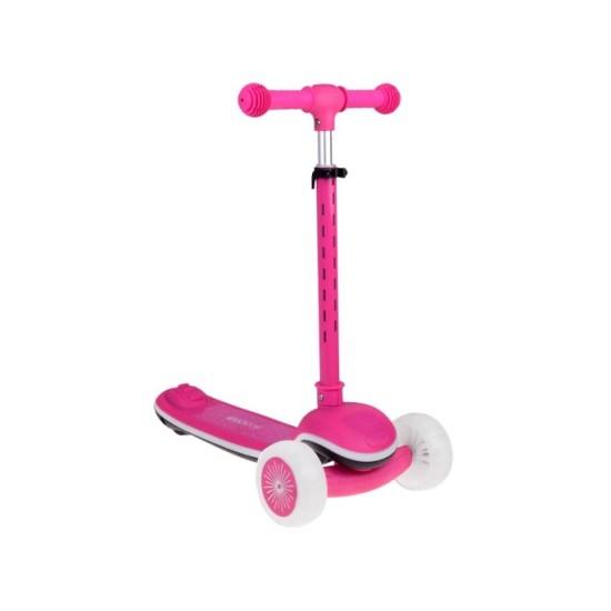 JOKO Skladacia Detská kolobežka SCOOTER s LED svetlom a Zvukom - 20 režimov svietenia a 4 hudobné režimy, nosnsoť 30kg, ružová