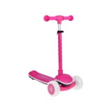 JOKO Skladacia Detská kolobežka SCOOTER s LED svetlom a Zvukom - 20 režimov svietenia a 4 hudobné režimy, nosnsoť 30kg, ružová