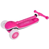 JOKO Skladacia Detská kolobežka SCOOTER s LED svetlom a Zvukom - 20 režimov svietenia a 4 hudobné režimy, nosnsoť 30kg, ružová