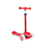 JOKO Skladacia Detská kolobežka SCOOTER s LED svetlom a Zvukom - 20 režimov svietenia a 4 hudobné režimy, nosnsoť 30kg, červená