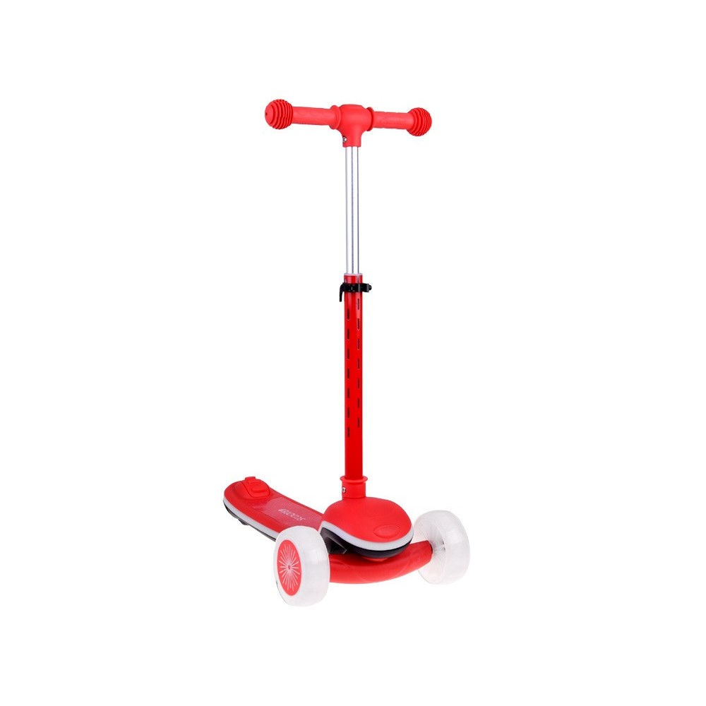 JOKO Skladacia Detská kolobežka SCOOTER s LED svetlom a Zvukom - 20 režimov svietenia a 4 hudobné režimy, nosnsoť 30kg, červená