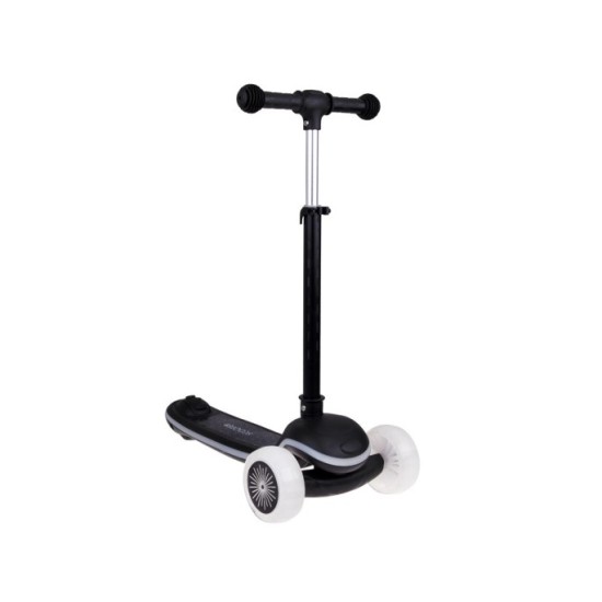 JOKO Skladacia Detská kolobežka SCOOTER s LED svetlom a Zvukom - 20 režimov svietenia a 4 hudobné režimy, nosnsoť 30kg, čierna