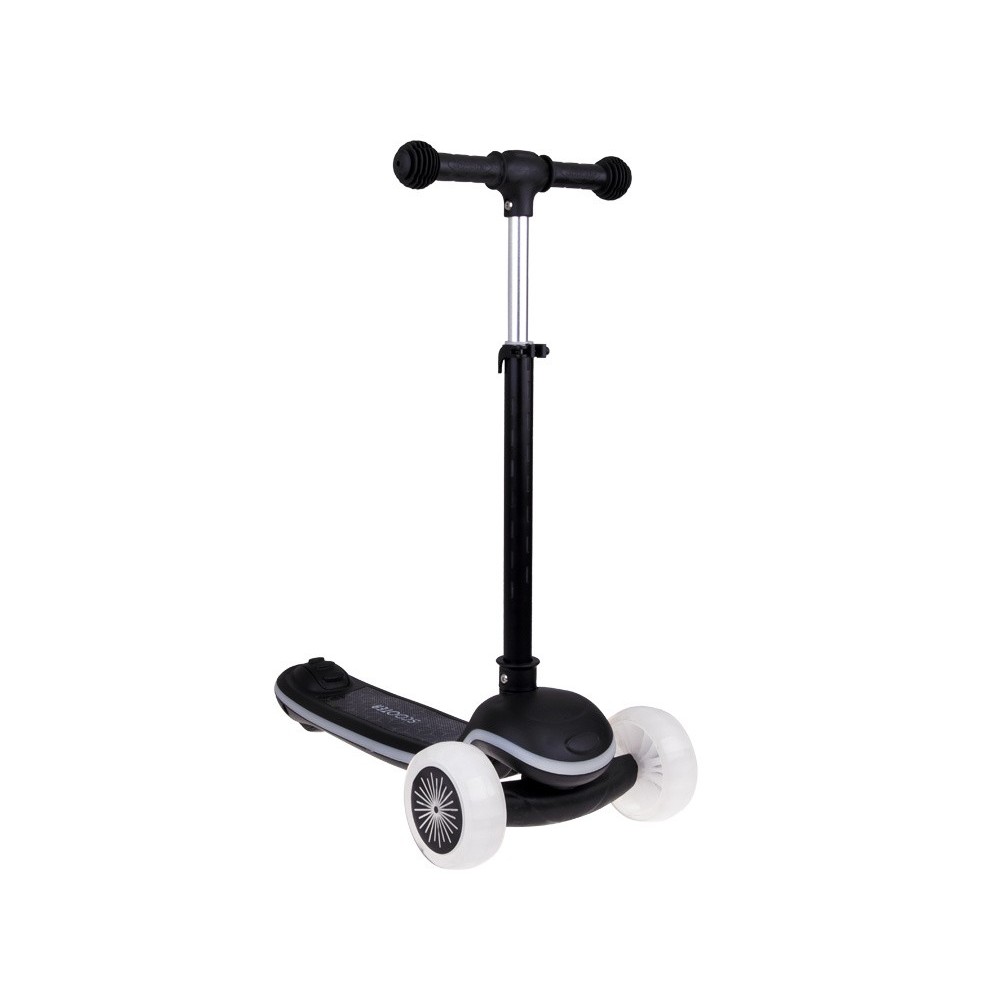 JOKO Skladacia Detská kolobežka SCOOTER s LED svetlom a Zvukom - 20 režimov svietenia a 4 hudobné režimy, nosnsoť 30kg, čierna