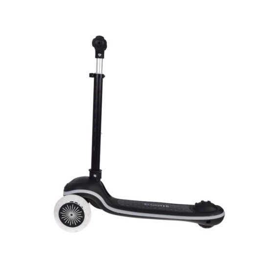 JOKO Skladacia Detská kolobežka SCOOTER s LED svetlom a Zvukom - 20 režimov svietenia a 4 hudobné režimy, nosnsoť 30kg, čierna