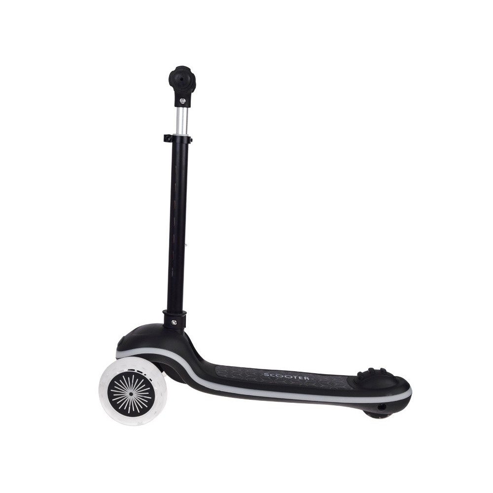 JOKO Skladacia Detská kolobežka SCOOTER s LED svetlom a Zvukom - 20 režimov svietenia a 4 hudobné režimy, nosnsoť 30kg, čierna