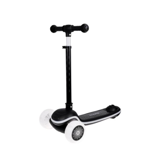 JOKO Skladacia Detská kolobežka SCOOTER s LED svetlom a Zvukom - 20 režimov svietenia a 4 hudobné režimy, nosnsoť 30kg, čierna