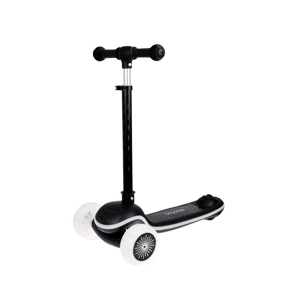 JOKO Skladacia Detská kolobežka SCOOTER s LED svetlom a Zvukom - 20 režimov svietenia a 4 hudobné režimy, nosnsoť 30kg, čierna