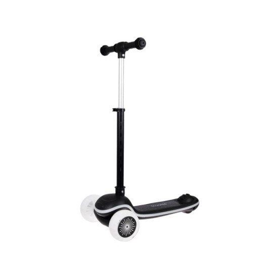 JOKO Skladacia Detská kolobežka SCOOTER s LED svetlom a Zvukom - 20 režimov svietenia a 4 hudobné režimy, nosnsoť 30kg, čierna