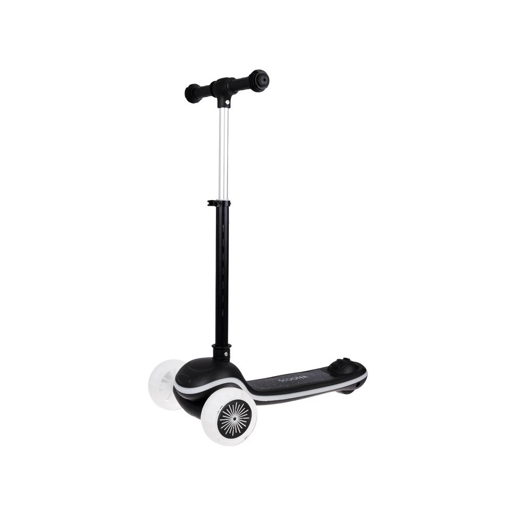 JOKO Skladacia Detská kolobežka SCOOTER s LED svetlom a Zvukom - 20 režimov svietenia a 4 hudobné režimy, nosnsoť 30kg, čierna