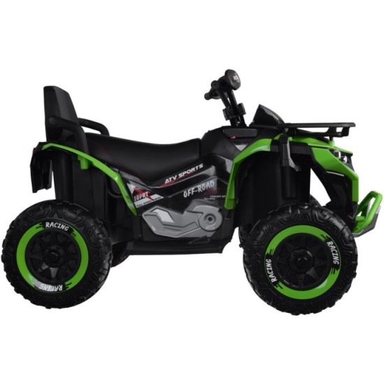 JOKO Elektrická Štvorkolka 4x4, penové kolesá, kožené sedadlo, diaľkové ovládanie, vlajka, zelená