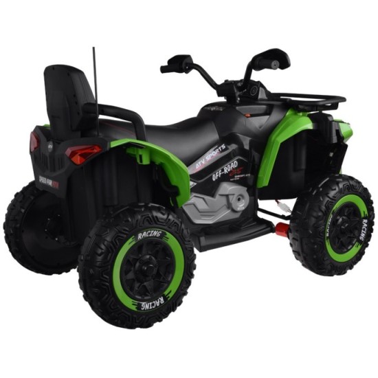 JOKO Elektrická Štvorkolka 4x4, penové kolesá, kožené sedadlo, diaľkové ovládanie, vlajka, zelená