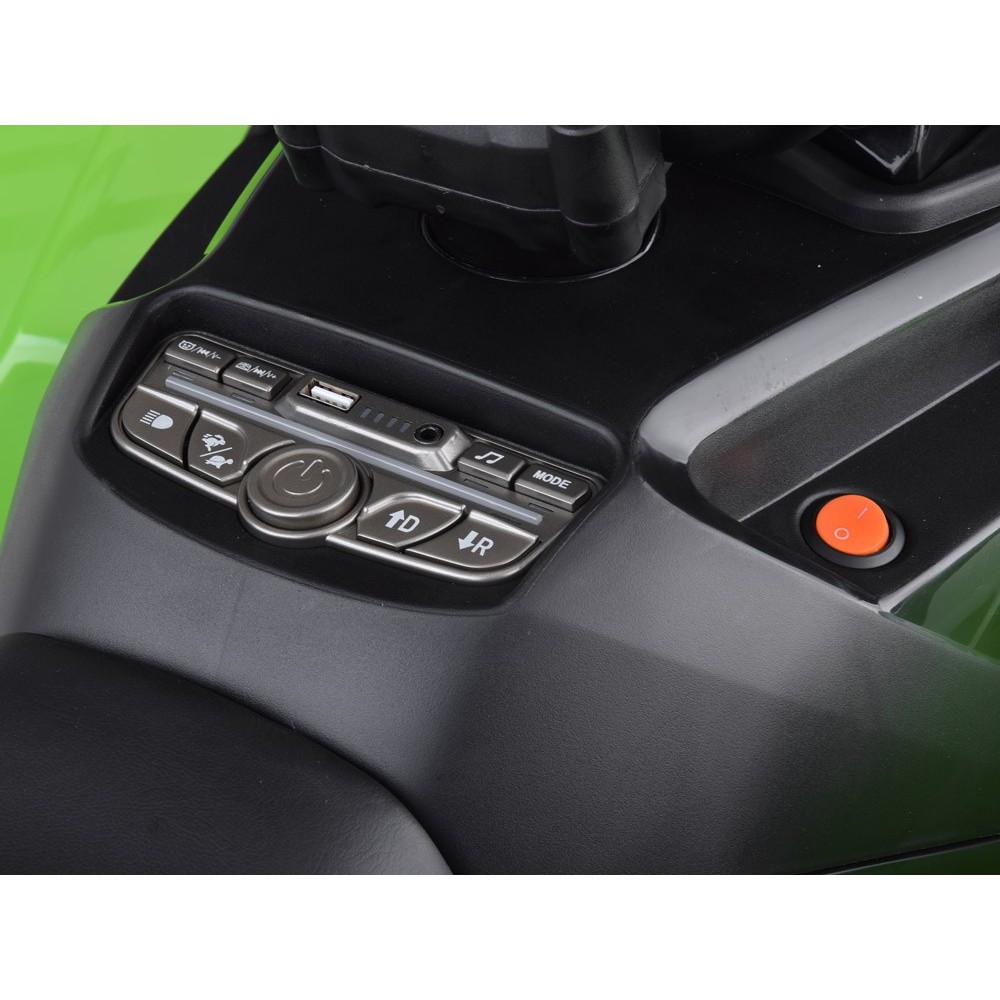 JOKO Elektrická Štvorkolka 4x4, penové kolesá, kožené sedadlo, diaľkové ovládanie, vlajka, zelená