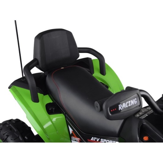 JOKO Elektrická Štvorkolka 4x4, penové kolesá, kožené sedadlo, diaľkové ovládanie, vlajka, zelená