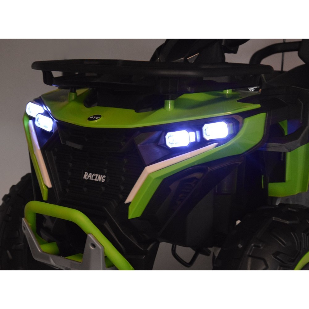 JOKO Elektrická Štvorkolka 4x4, penové kolesá, kožené sedadlo, diaľkové ovládanie, vlajka, zelená