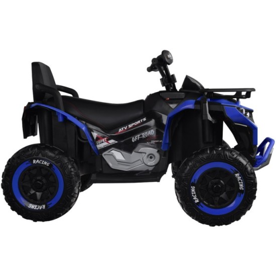 JOKO Elektrická Štvorkolka 4x4, penové kolesá, kožené sedadlo, diaľkové ovládanie, vlajka, modrá