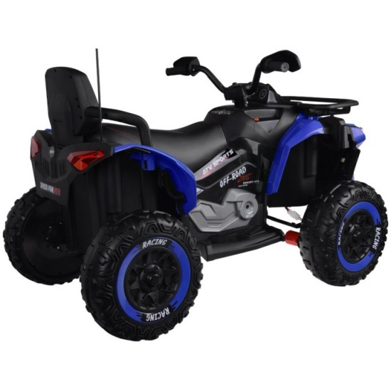 JOKO Elektrická Štvorkolka 4x4, penové kolesá, kožené sedadlo, diaľkové ovládanie, vlajka, modrá