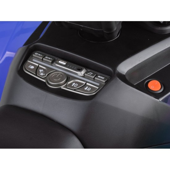 JOKO Elektrická Štvorkolka 4x4, penové kolesá, kožené sedadlo, diaľkové ovládanie, vlajka, modrá