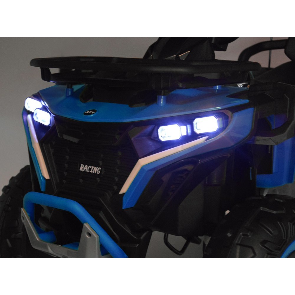 JOKO Elektrická Štvorkolka 4x4, penové kolesá, kožené sedadlo, diaľkové ovládanie, vlajka, modrá