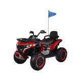JOKO Elektrická Štvorkolka 4x4, penové kolesá, kožené sedadlo, diaľkové ovládanie, vlajka, červená