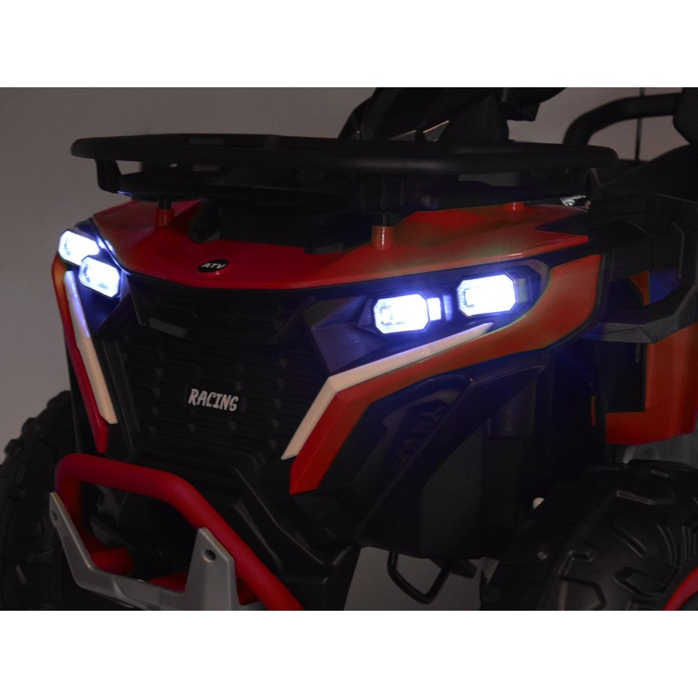 JOKO Elektrická Štvorkolka 4x4, penové kolesá, kožené sedadlo, diaľkové ovládanie, vlajka, červená