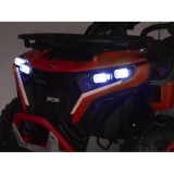 JOKO Elektrická Štvorkolka 4x4, penové kolesá, kožené sedadlo, diaľkové ovládanie, vlajka, červená