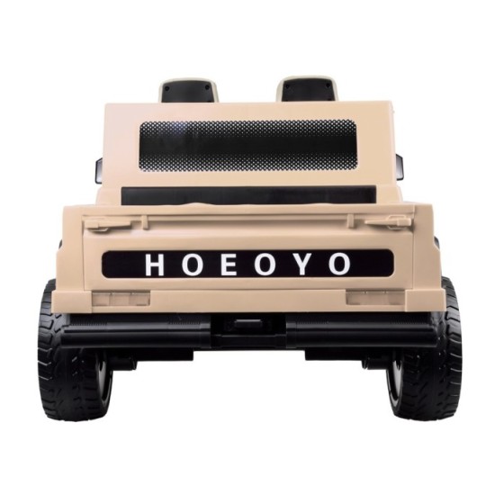 JOKO Veľké Elektrické autíčko Pick Up 4x4 4x100W 24V pre 2 deti, kožené dvojmiestne sedadlo, penové kolesá, brzdový pedál, béžov