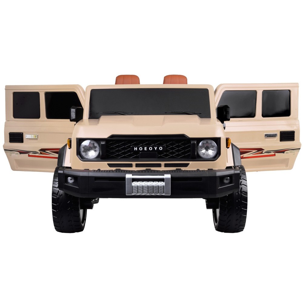 JOKO Veľké Elektrické autíčko Pick Up 4x4 4x100W 24V pre 2 deti, kožené dvojmiestne sedadlo, penové kolesá, brzdový pedál, béžov