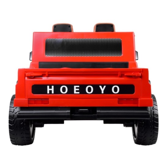 JOKO Veľké Elektrické autíčko Pick Up 4x4 4x100W 24V pre 2 deti, kožené dvojmiestne sedadlo, penové kolesá, brzdový pedál, červe