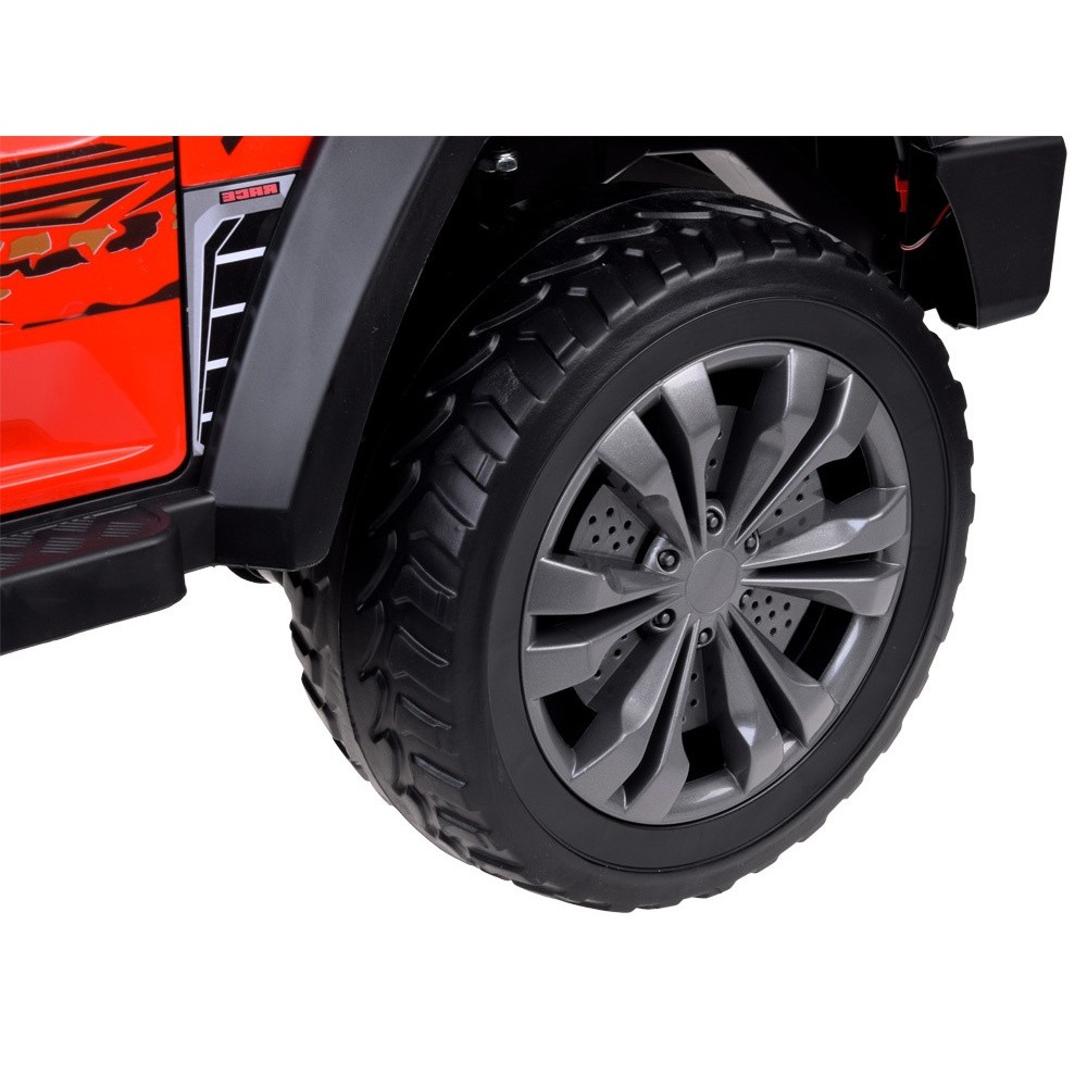 JOKO Veľké Elektrické autíčko Pick Up 4x4 4x100W 24V pre 2 deti, kožené dvojmiestne sedadlo, penové kolesá, brzdový pedál, červe