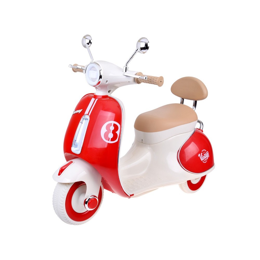 JOKO Elektrická motorka Skúter Retro Vintage, USB, MP3, Diaľkové ovládanie, červená
