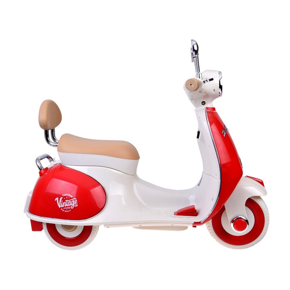 JOKO Elektrická motorka Skúter Retro Vintage, USB, MP3, Diaľkové ovládanie, červená