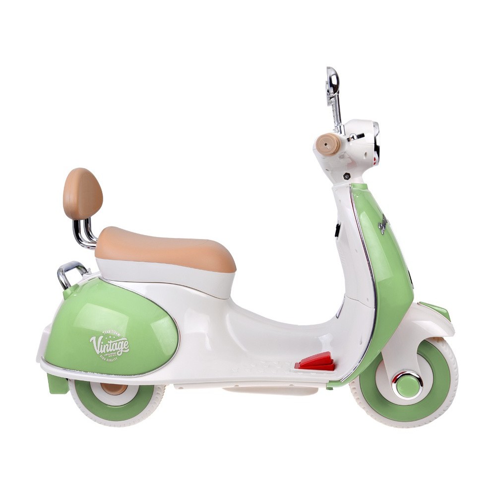JOKO Elektrická motorka Skúter Retro Vintage, USB, MP3, Diaľkové ovládanie, zelená