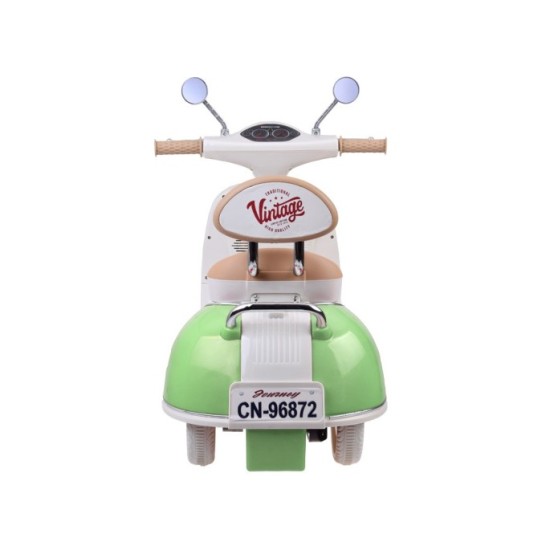 JOKO Elektrická motorka Skúter Retro Vintage, USB, MP3, Diaľkové ovládanie, zelená