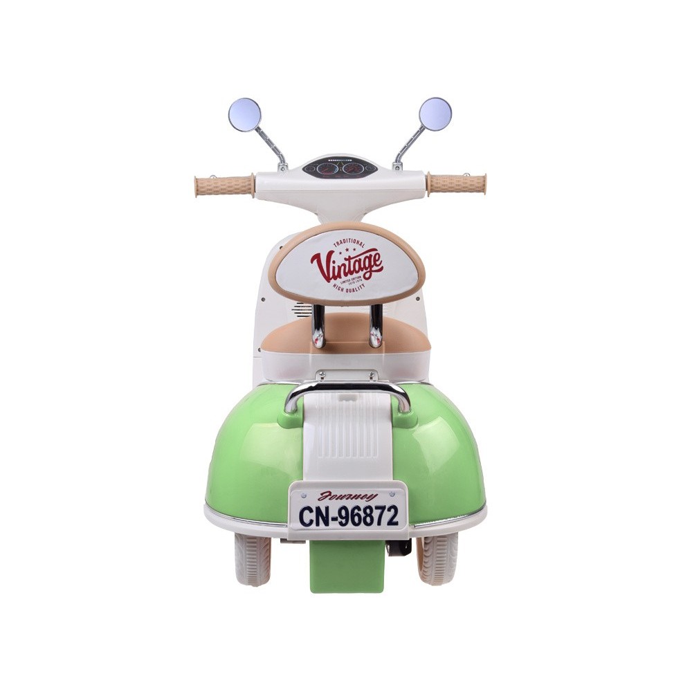 JOKO Elektrická motorka Skúter Retro Vintage, USB, MP3, Diaľkové ovládanie, zelená