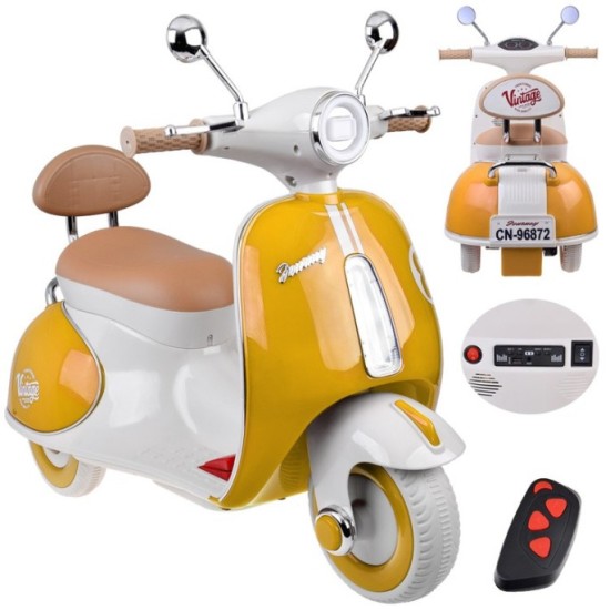 JOKO Elektrická motorka Skúter Retro Vintage, USB, MP3, Diaľkové ovládanie, oranžová