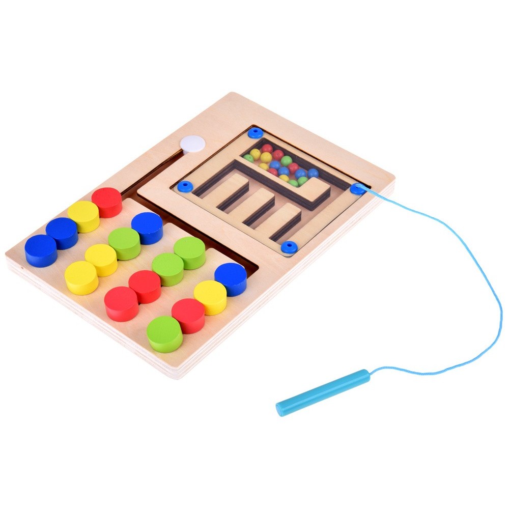 JOKO Montessori Drevené puzzle s guličkami a Magnetyckým perom