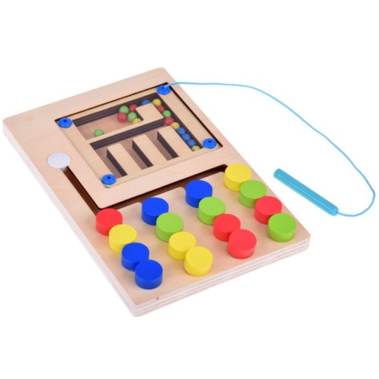 JOKO Montessori Drevené puzzle s guličkami a Magnetyckým perom