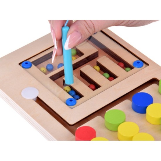 JOKO Montessori Drevené puzzle s guličkami a Magnetyckým perom