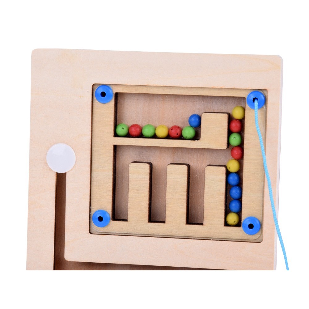 JOKO Montessori Drevené puzzle s guličkami a Magnetyckým perom
