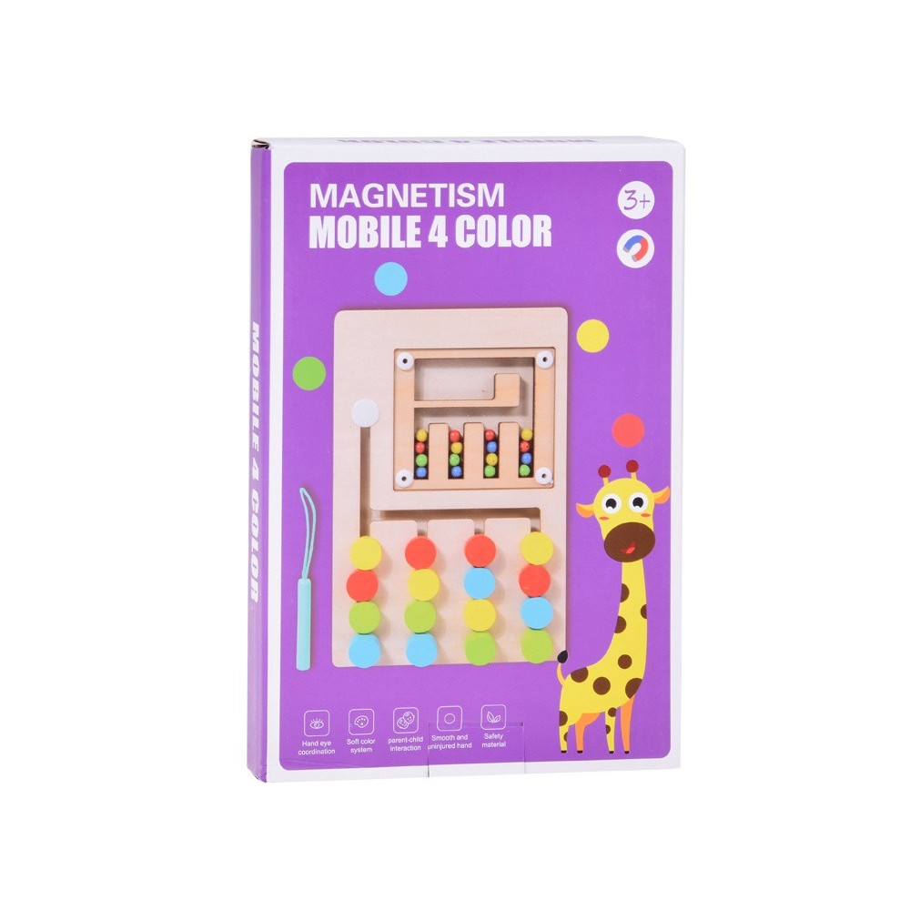JOKO Montessori Drevené puzzle s guličkami a Magnetyckým perom