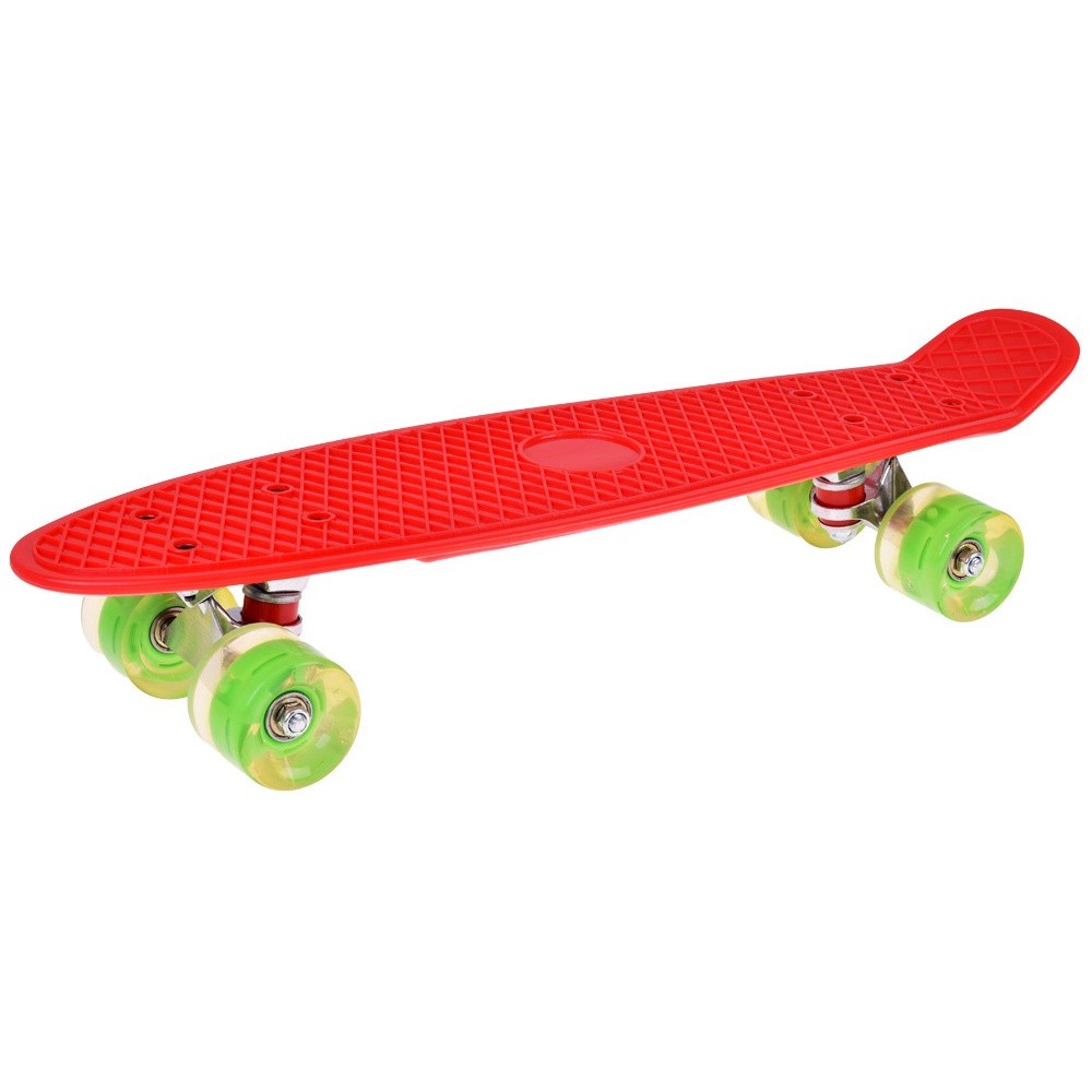 JOKO Detský Skateboard s LED svetlom, nosnosť 50kg, červený