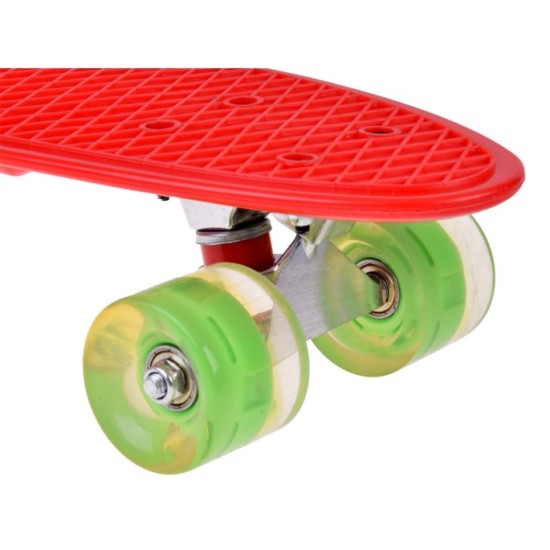 JOKO Detský Skateboard s LED svetlom, nosnosť 50kg, červený