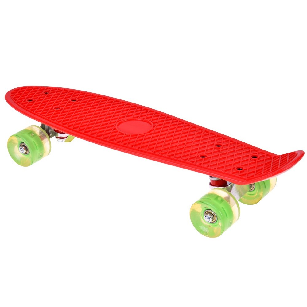 JOKO Detský Skateboard s LED svetlom, nosnosť 50kg, červený