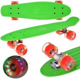 JOKO Detský Skateboard s LED svetlom, nosnosť 50kg, zelený