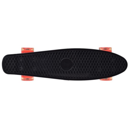 JOKO Detský Skateboard s LED svetlom, nosnosť 50kg, čierny