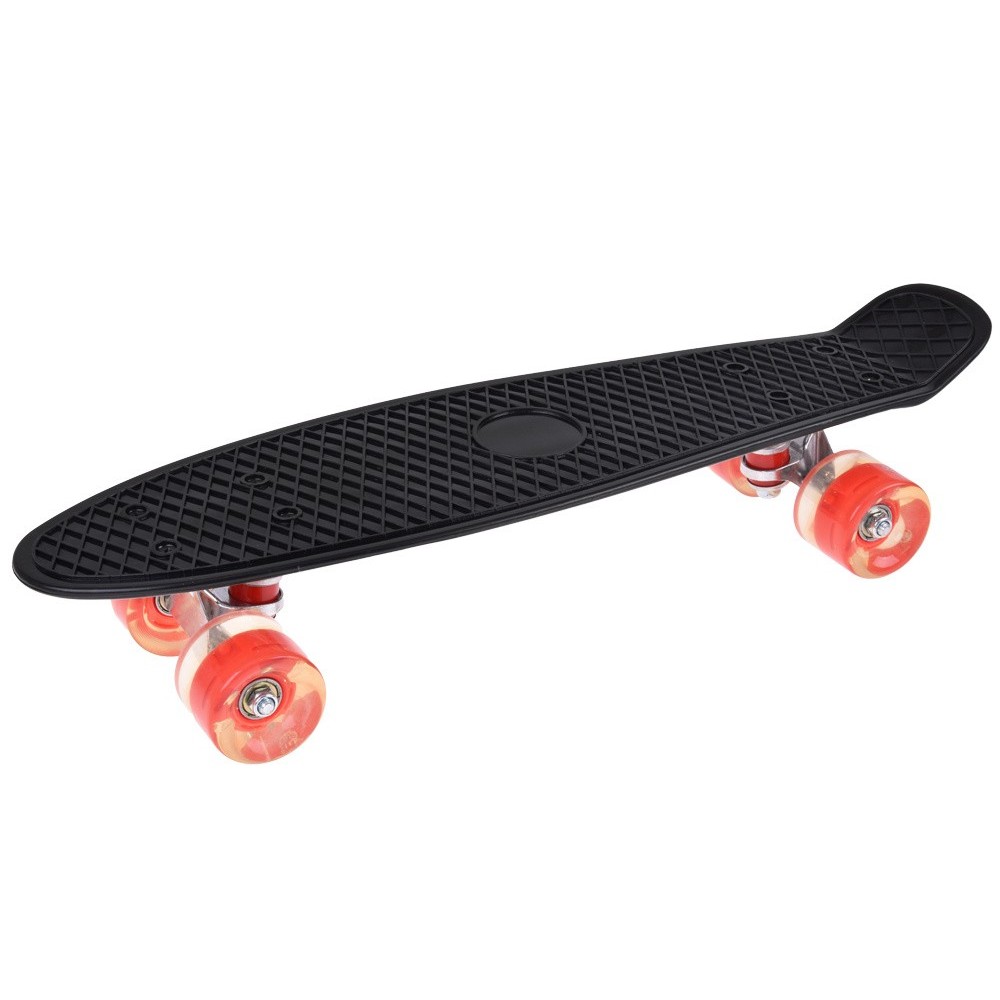 JOKO Detský Skateboard s LED svetlom, nosnosť 50kg, čierny