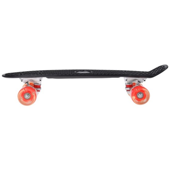 JOKO Detský Skateboard s LED svetlom, nosnosť 50kg, čierny