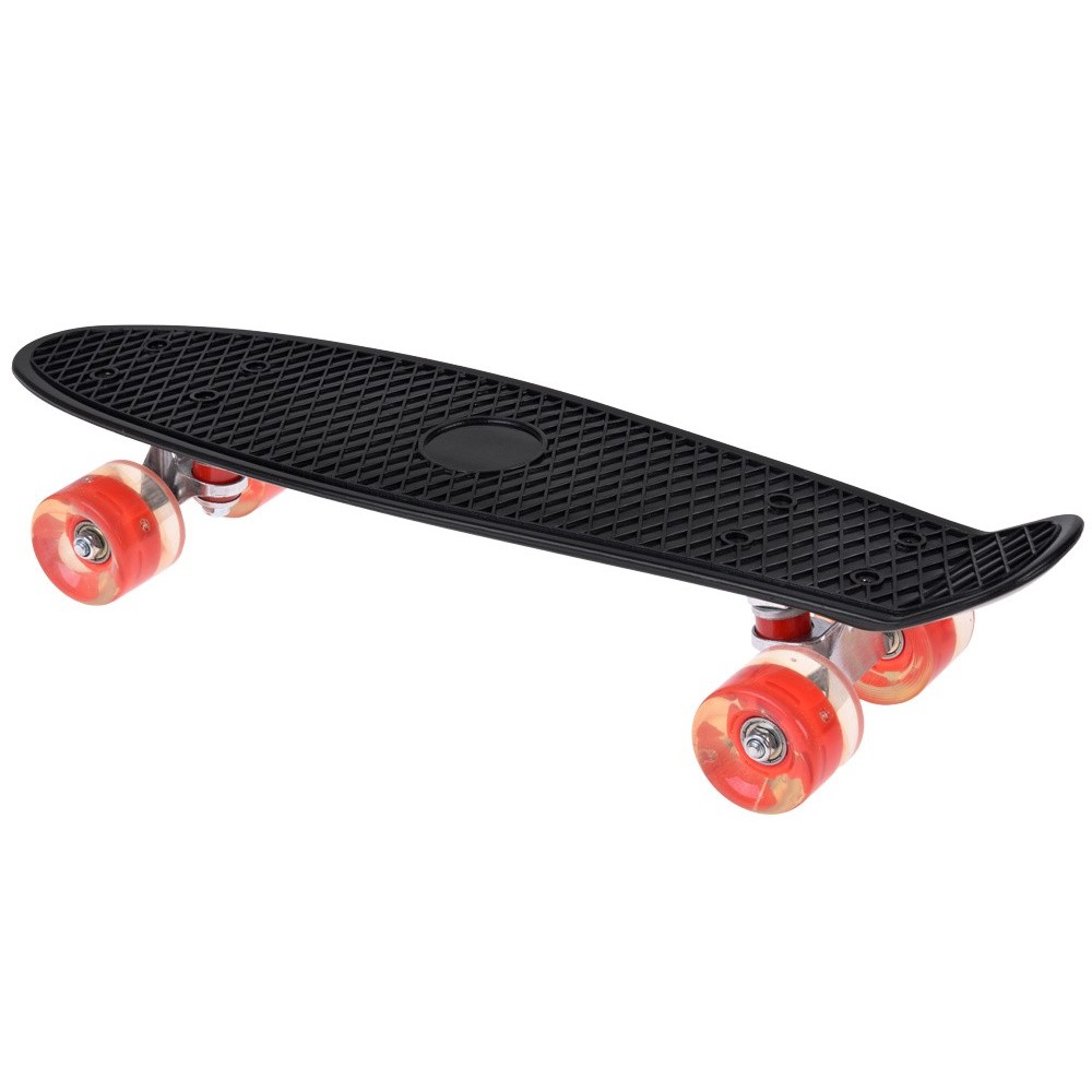 JOKO Detský Skateboard s LED svetlom, nosnosť 50kg, čierny