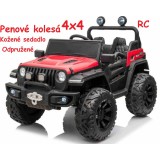 JOKO Elektrické autíčko Jeep 4x4 Master Of Terain, penové kolesá, kožené sedadlo, červené